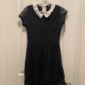 Black Lace Dress with White Collar Size Large